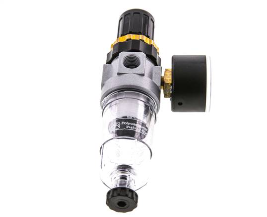 Filter-Regulator G1/4'' 350 l/min 0.5-3.0bar/7-44psi Semi-Auto Polycarbonate Standard 0