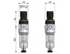Filter-Regulator G1/8'' 350 l/min 0.5-16.0bar/7-232psi Semi-Auto Polycarbonate Standard 0