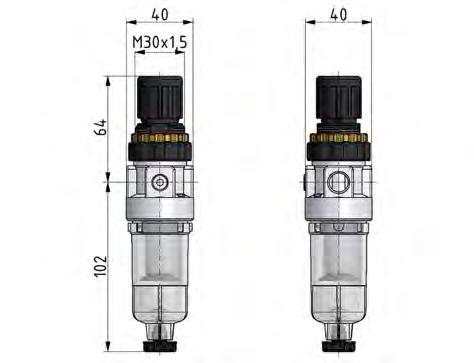 Filter-Regulator G1/4'' 350 l/min 0.5-10.0bar/7-145psi Semi-Auto Polycarbonate Standard 0