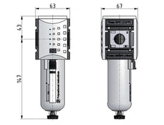 Filter 5microns G3/8'' 3500 l/min Semi-Auto Polycarbonate Futura 2
