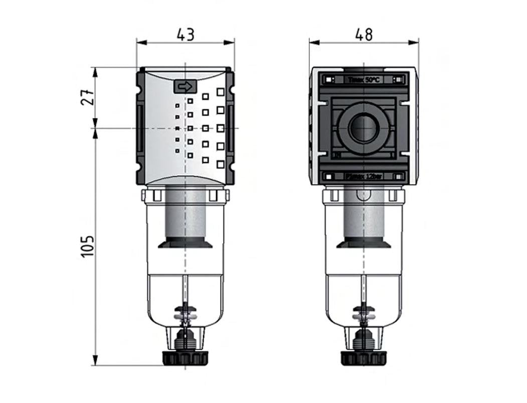 Filter 5microns G1/4'' 1000 l/min Auto (Closed Without Pressure) Polycarbonate Futura 0