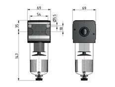 Filter 5microns G1/2'' 5850 l/min Auto (Closed Without Pressure) Polycarbonate Multifix 2