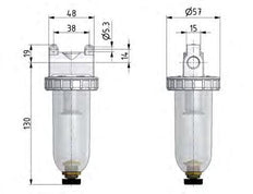 Filter 5microns G1/4'' 800 l/min Semi-Auto Metal Standard 1