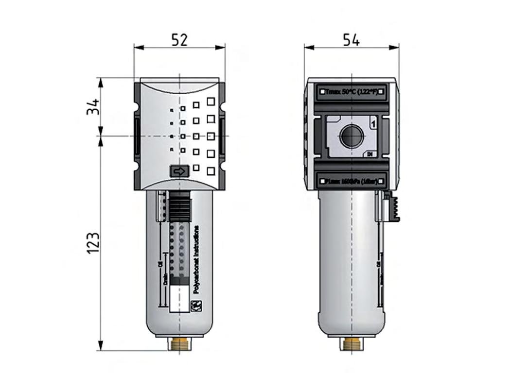 Activated Carbon Filter G1/4'' 470 l/min Without Drainage Polycarbonate Futura 1