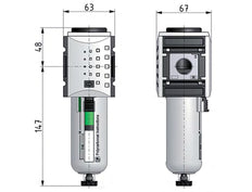 Pre-Filter 0.3microns G3/8'' 500 l/min Semi-Auto Polycarbonate Futura 2