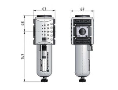 Microfilter 0.01microns G3/8'' 450 l/min Semi-Auto Polycarbonate Futura 2
