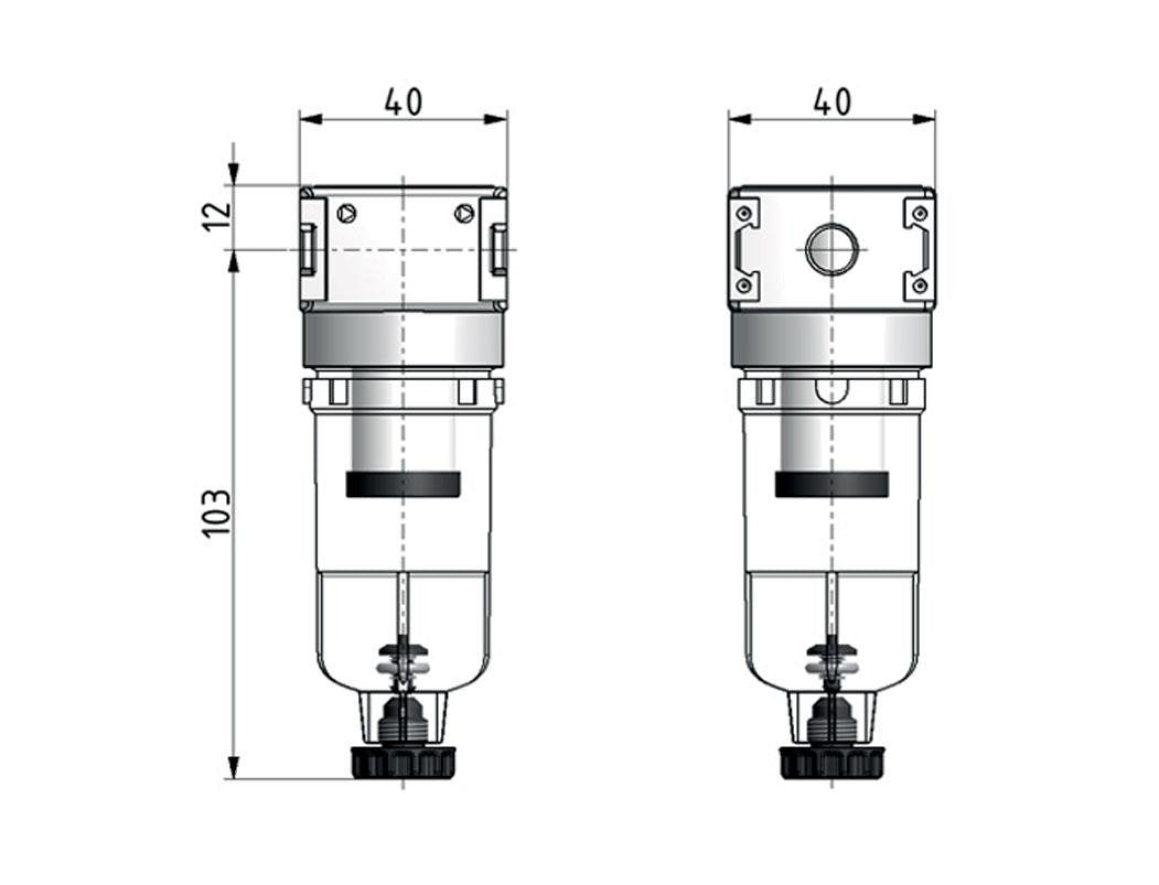Pre-Filter 0.3microns G1/8'' 130 l/min Semi-Auto Polycarbonate Multifix 0