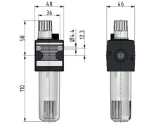Lubricator G1/4'' Electrical Level Monitoring Polycarbonate Multifix 1