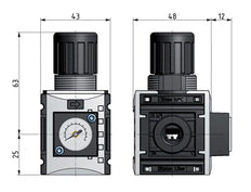 Pressure Regulator G1/4'' 1000 l/min 0.5-8.0bar/7-116psi PA Futura 0