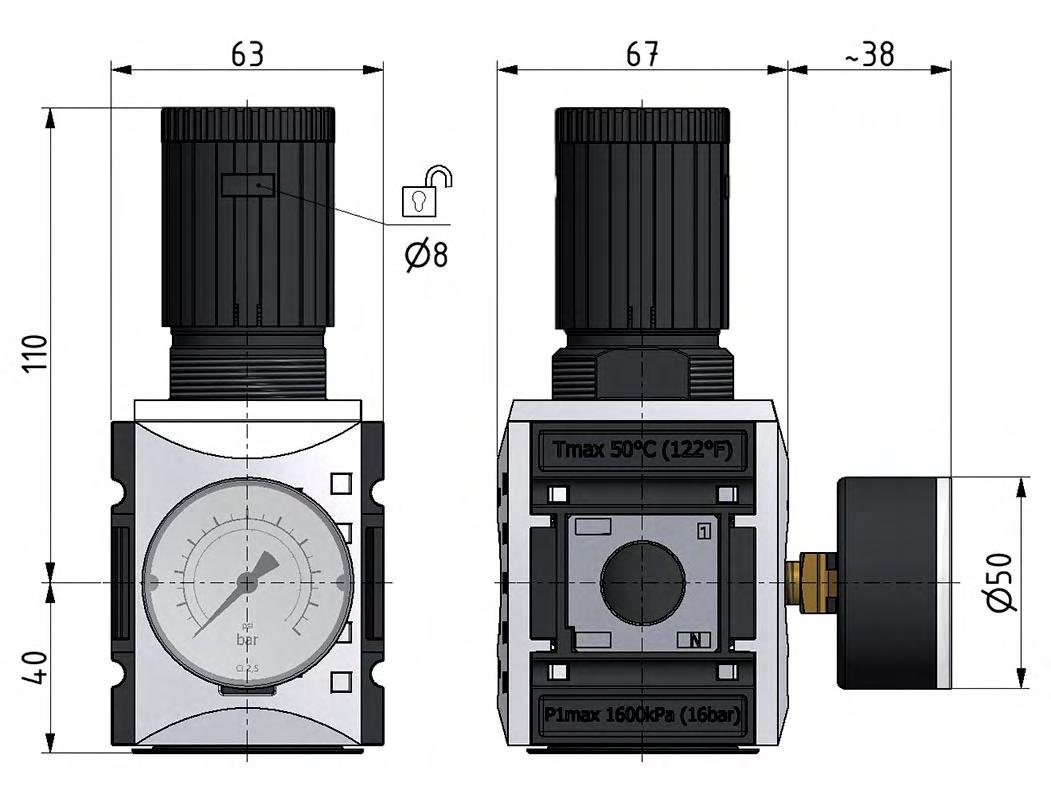 Pressure Regulator G3/8'' 4500 l/min 0.2-4.0bar/3-58psi PA Futura 2