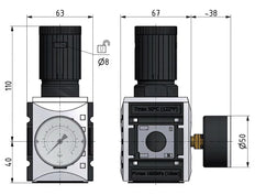 Pressure Regulator G1/2'' 5200 l/min 0.5-8.0bar/7-116psi PA Futura 2