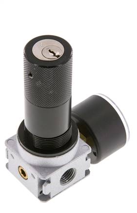 Pressure Regulator G1/4'' 1450 l/min 0.5-10.0bar/7-145psi Zinc Die-Cast 40 mm Pressure Gauge Cylinder Lock Multifix 0
