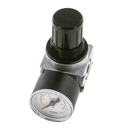 Pressure Regulator G1/8'' 1450 l/min 0.1-1.0bar/1-14psi Zinc Die-Cast 40 mm Pressure Gauge Multifix 0