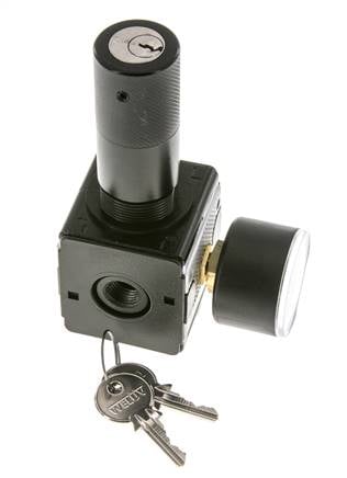 Pressure Regulator for Manifold Assembly G1/4'' 2250 l/min 0.2-6.0bar/3-87psi Zinc Die-Cast 40 mm Pressure Gauge Cylinder Lock Multifix 1