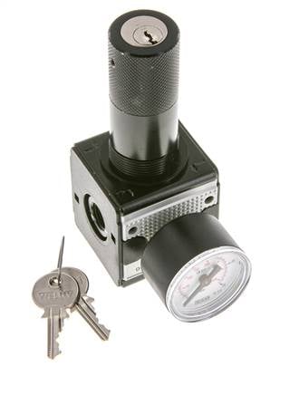 Pressure Regulator for Manifold Assembly G1/4'' 2250 l/min 0.5-16.0bar/7-232psi Zinc Die-Cast 40 mm Pressure Gauge Cylinder Lock Multifix 1