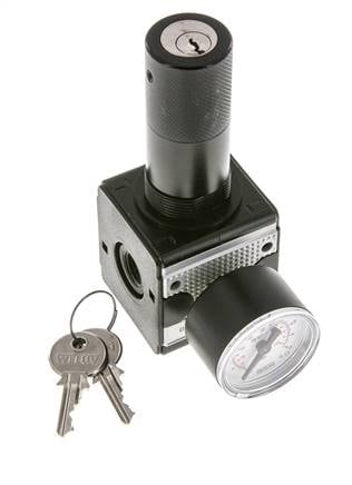 Pressure Regulator for Manifold Assembly G1/4'' 2250 l/min 0.2-6.0bar/3-87psi Zinc Die-Cast 40 mm Pressure Gauge Cylinder Lock Multifix 1