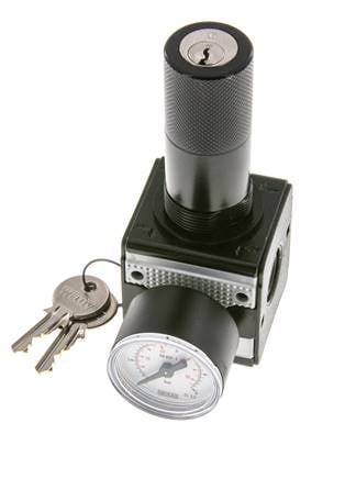 Pressure Regulator for Manifold Assembly G1/4'' 2250 l/min 0.1-3.0bar/1-44psi Zinc Die-Cast 40 mm Pressure Gauge Cylinder Lock Multifix 1