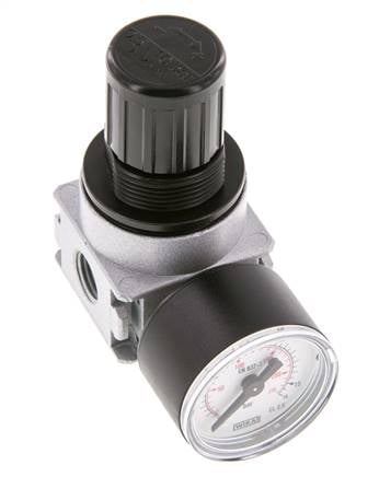 Pressure Regulator G1/4'' 600 l/min 0.5-10.0bar/7-145psi Zinc Die-Cast 40 mm Pressure Gauge Multifix 0
