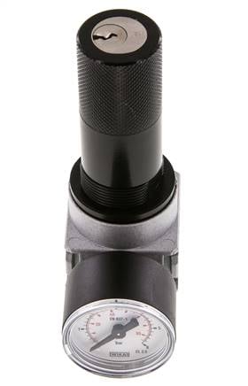 Pressure Regulator G1/4'' 600 l/min 0.1-3.0bar/1-44psi Zinc Die-Cast 40 mm Pressure Gauge Cylinder Lock Multifix 0