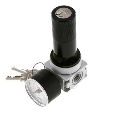Pressure Regulator G1/4'' 700 l/min 0.2-6.0bar/3-87psi Air Water PA 40 mm Pressure Gauge Cylinder Lock Multifix 0