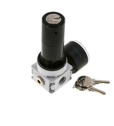 Pressure Regulator G1/4'' 700 l/min 0.2-6.0bar/3-87psi Air Water PA 40 mm Pressure Gauge Cylinder Lock Multifix 0