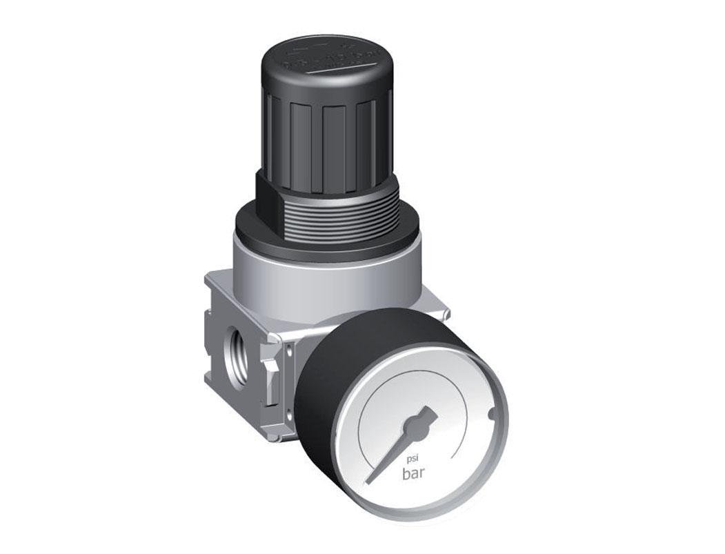 Pressure Regulator G1/8'' 600 l/min 0.2-6.0bar/3-87psi Zinc Die-Cast 40 mm Pressure Gauge Multifix 0