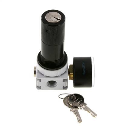 Pressure Regulator G1/4'' 700 l/min 0.2-6.0bar/3-87psi Air Water PA 40 mm Pressure Gauge Cylinder Lock Multifix 0