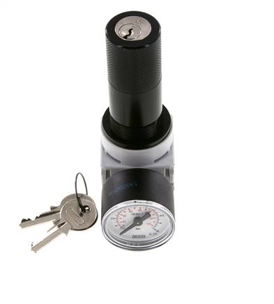 Pressure Regulator G1/4'' 700 l/min 0.2-6.0bar/3-87psi Air Water PA 40 mm Pressure Gauge Cylinder Lock Multifix 0