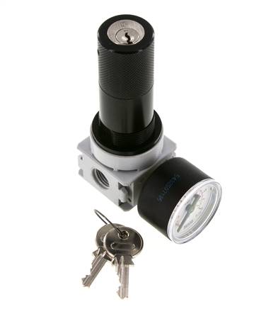 Pressure Regulator G1/4'' 700 l/min 0.2-6.0bar/3-87psi Air Water PA 40 mm Pressure Gauge Cylinder Lock Multifix 0