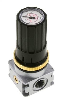 Pressure Regulator G1/4'' 1450 l/min 0.5-10.0bar/7-145psi Zinc Die-Cast Knob with Gauge Multifix 0