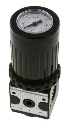 Pressure Regulator G1/4'' 2100 l/min 0.1-3.0bar/1-44psi Zinc Die-Cast Knob with Gauge Multifix 1