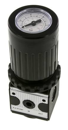 Pressure Regulator G1/4'' 2100 l/min 0.2-6.0bar/3-87psi Zinc Die-Cast Knob with Gauge Multifix 1