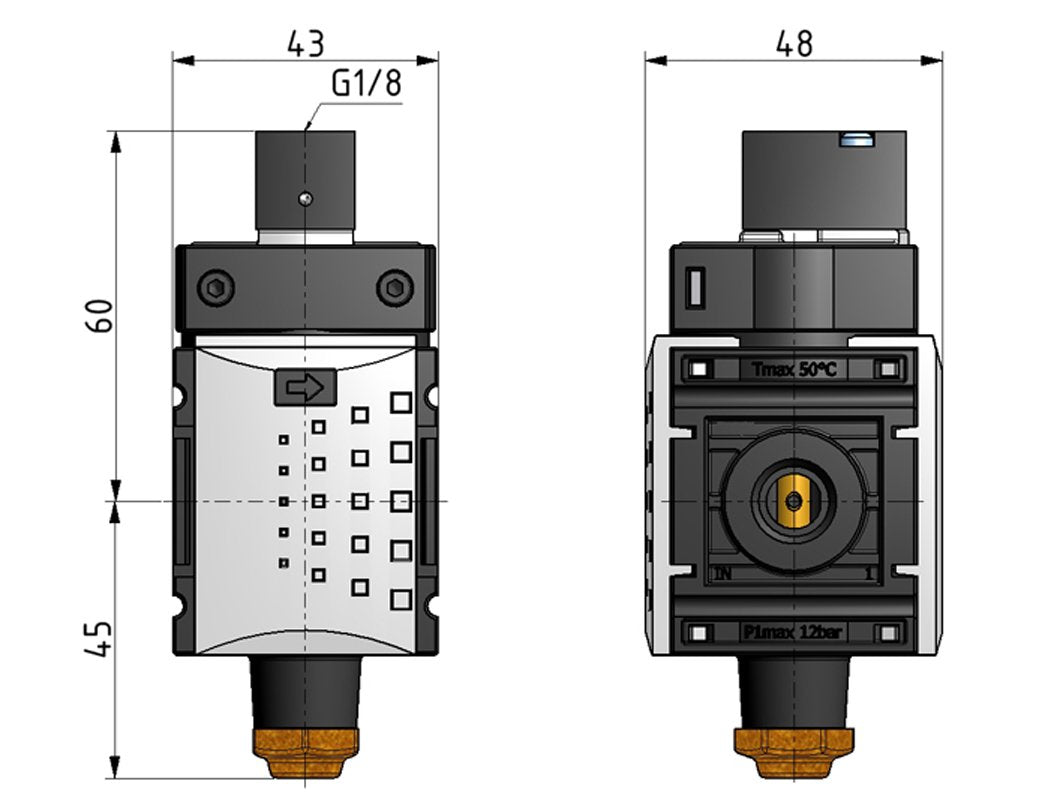 3/2 Valve G1/4 Pneumatic Operated 2000 l/min Futura 0