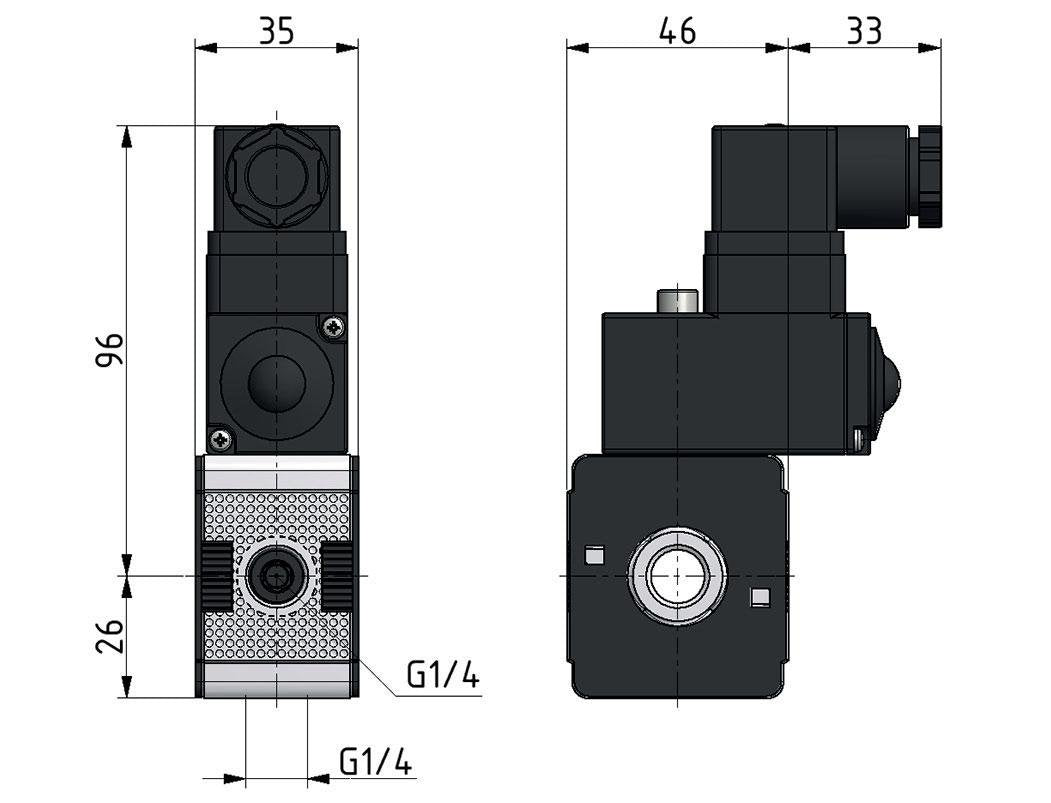 Distributor G1/4 3300 l/min Narrow with Pressure Switch Multifix 1