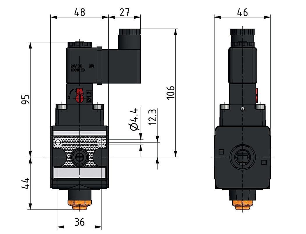 3/2 Valve G1/4 115VAC 900 l/min Multifix 1