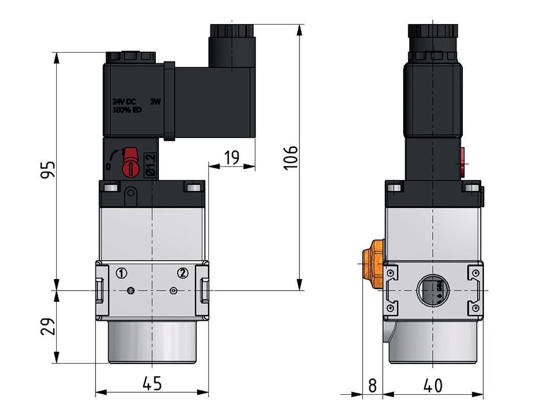 3/2 Valve G1/4 24VDC 1600 l/min Multifix 0