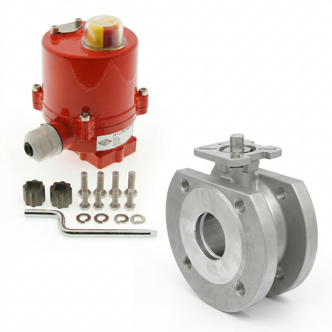DN25 PN40 1-Piece 2-Way Electric Stainless Steel Flanged Ball Valve 12 V AC/DC