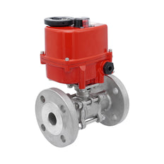 DN20 PN40 3-Piece 2-Way Stainless Steel Modulating Electric Flanged Ball Valve 24 V AC/DC