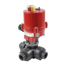 G1'' L-Bore 3-Way PVC Electric Ball Valve 12 V AC/DC PTFE/EPDM