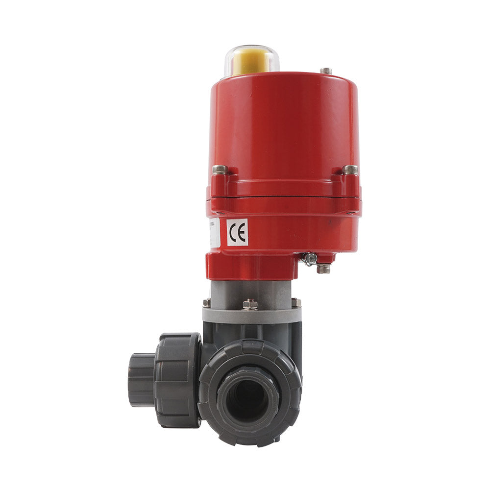 G1-1/2'' L-Bore 3-Way PVC Electric Ball Valve 24 V AC/DC PTFE/EPDM