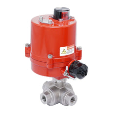 Rp 3/8'' T-Port 3-Way Stainless Steel Electric Ball Valve 24 V AC/DC