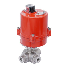 Rp 3/8'' L-Port 3-Way Stainless Steel Electric Ball Valve 100-240V AC
