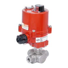 Rp 1/4'' T-Port 3-Way Stainless Steel Electric Ball Valve 24 V AC/DC