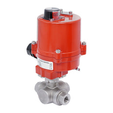 Rp 1/2'' L-Port 3-Way Stainless Steel Electric Ball Valve 100-240V AC
