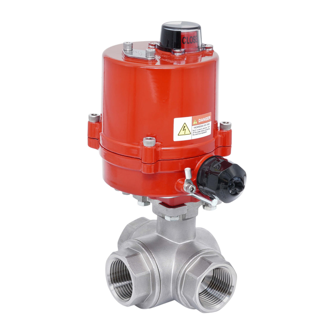 Rp 3/4'' L-Port 3-Way Stainless Steel Electric Ball Valve 100-240V AC