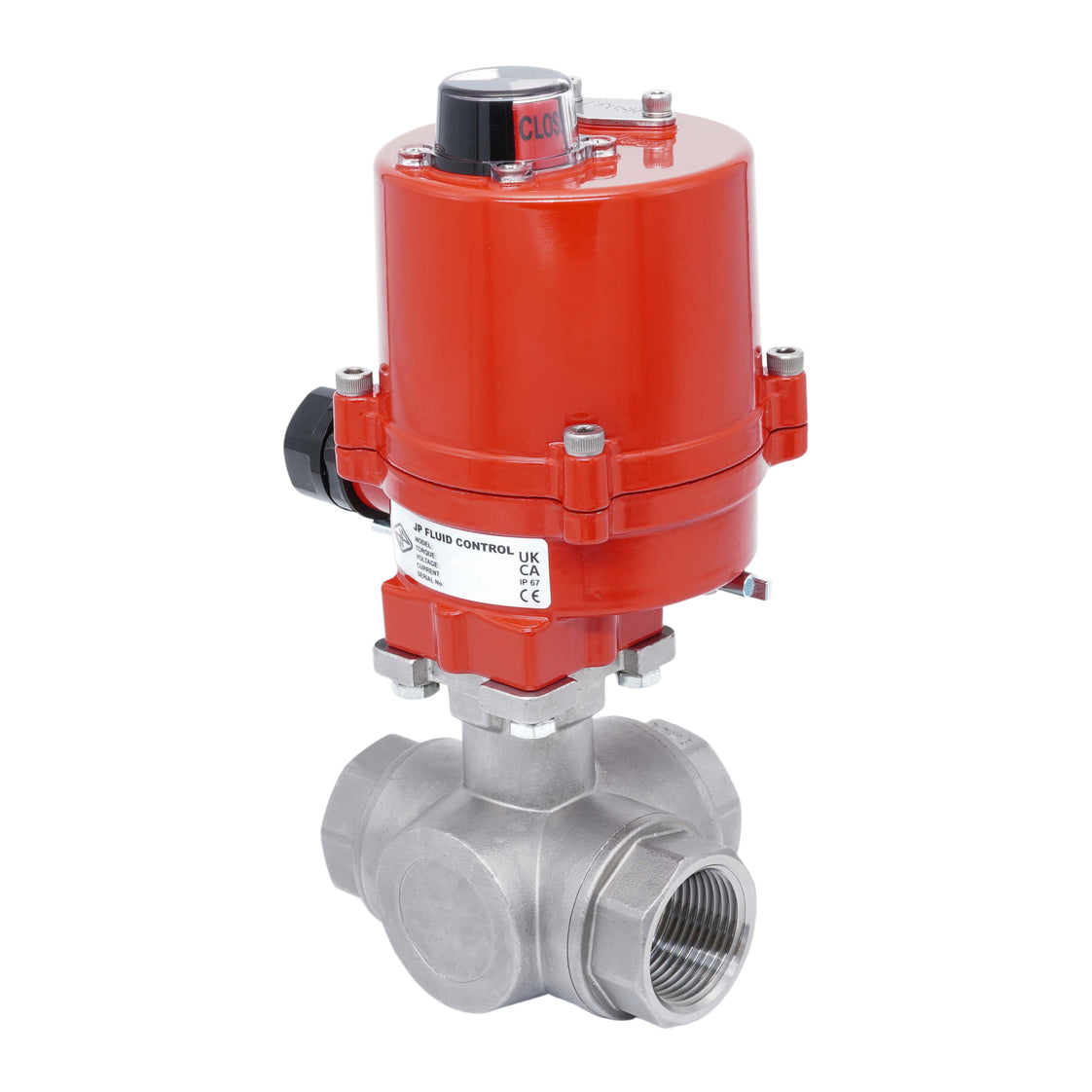 Rp 3/4'' L-Port 3-Way Stainless Steel Electric Ball Valve 100-240V AC