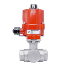 Rp 1'' T-Port 3-Way Stainless Steel Electric Ball Valve 12 V AC/DC