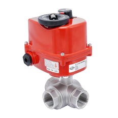 Rp 1 1/4'' 3-Way Stainless Steel Electric Ball Valve L-port 24 V AC/DC
