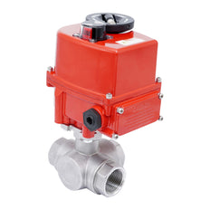 Rp 1 1/4'' 3-Way Stainless Steel Electric Ball Valve L-port 24 V AC/DC
