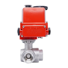 Rp 1 1/4'' 3-Way Stainless Steel Electric Ball Valve T-port 24 V AC/DC